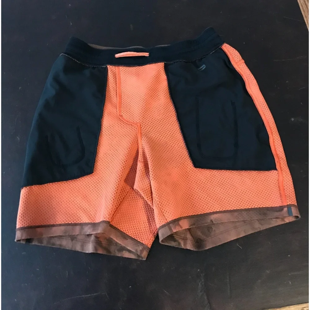 Lululemon Textured Tech Shorts Diamond Dye Warm Coral Mens Small 7